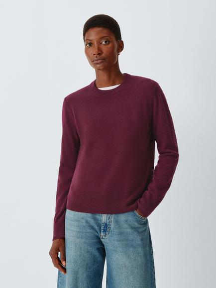 John Lewis Cashmere Crew Neck Jumper, Berry
