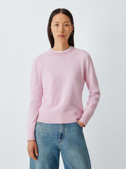 John Lewis Cashmere Crew Neck Jumper, Pale Pink
