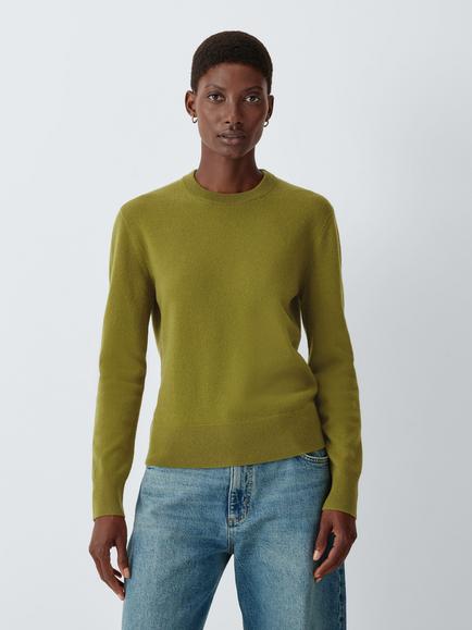 John Lewis Cashmere Crew Neck Jumper, Olive