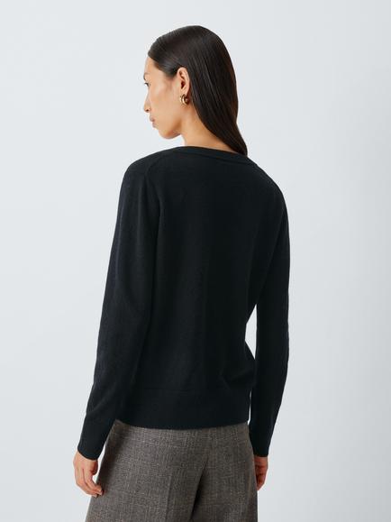 John Lewis Cashmere V-Neck Jumper - view 2, Black
