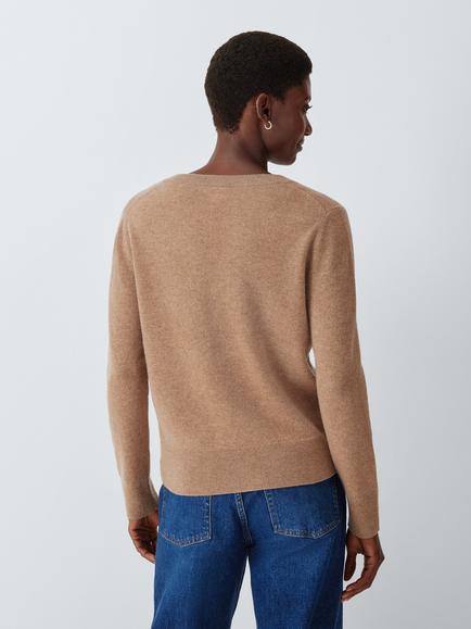 John Lewis Cashmere V-Neck Jumper - view 2, Camel