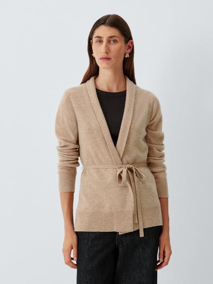 John Lewis Cashmere Belted Cardigan, Camel