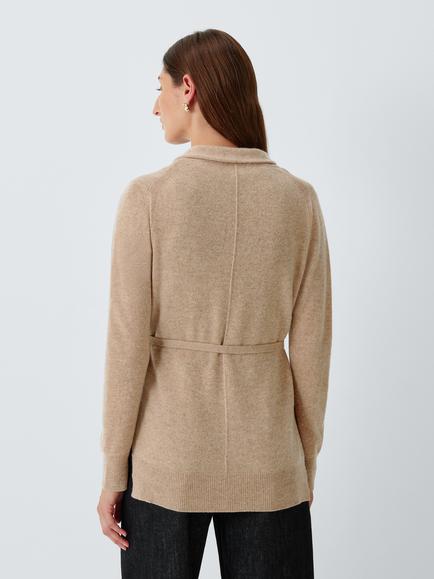 John Lewis Cashmere Belted Cardigan - view 2, Camel