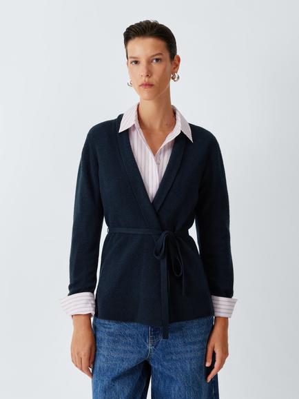 John Lewis Cashmere Belted Cardigan, Navy