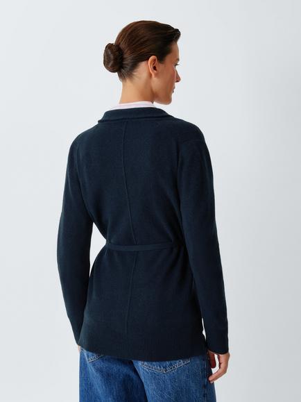 John Lewis Cashmere Belted Cardigan - view 2, Navy
