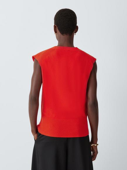 John Lewis Cashmere V-Neck Sleeveless Knit Vest - view 2, Orange