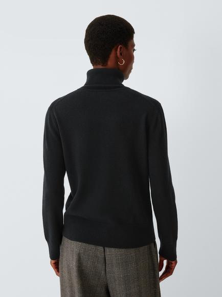 John Lewis Cashmere Roll Neck Jumper - view 2, Black