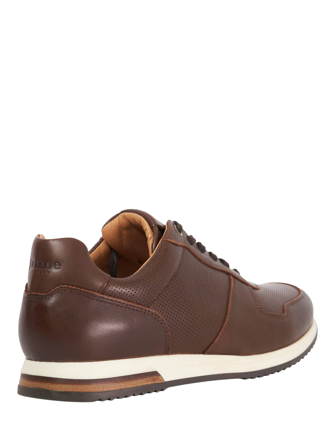 Product image 4 of 6, which shows Dune London Trilogy Leather Lace-Up Trainers, Brown, EU40