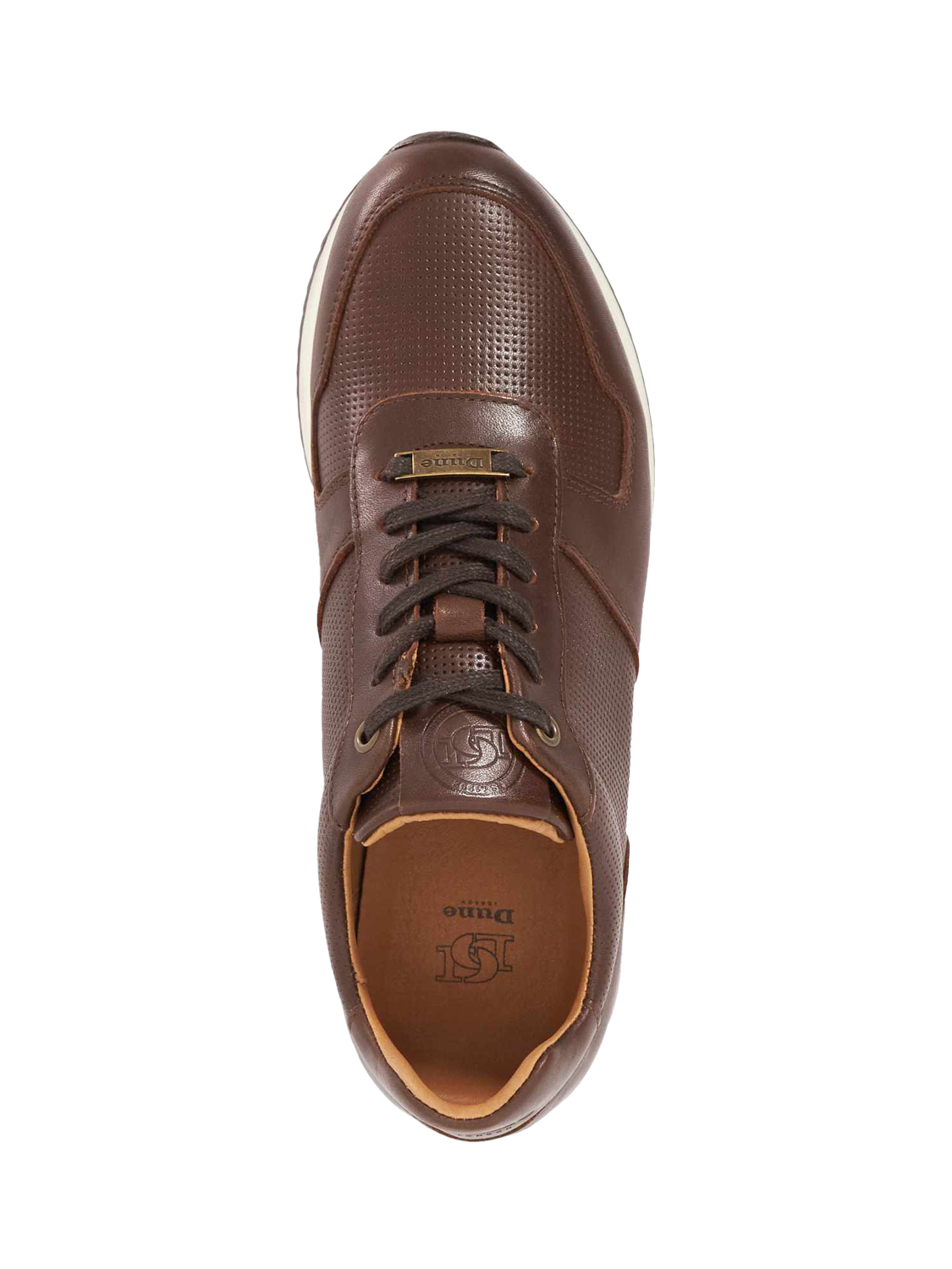 Product image 5 of 6, which shows Dune London Trilogy Leather Lace-Up Trainers, Brown, EU40