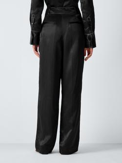 John Lewis x REJINA PYO Satin Pleat Detail Wide Leg Trousers, Black - view 2, Black