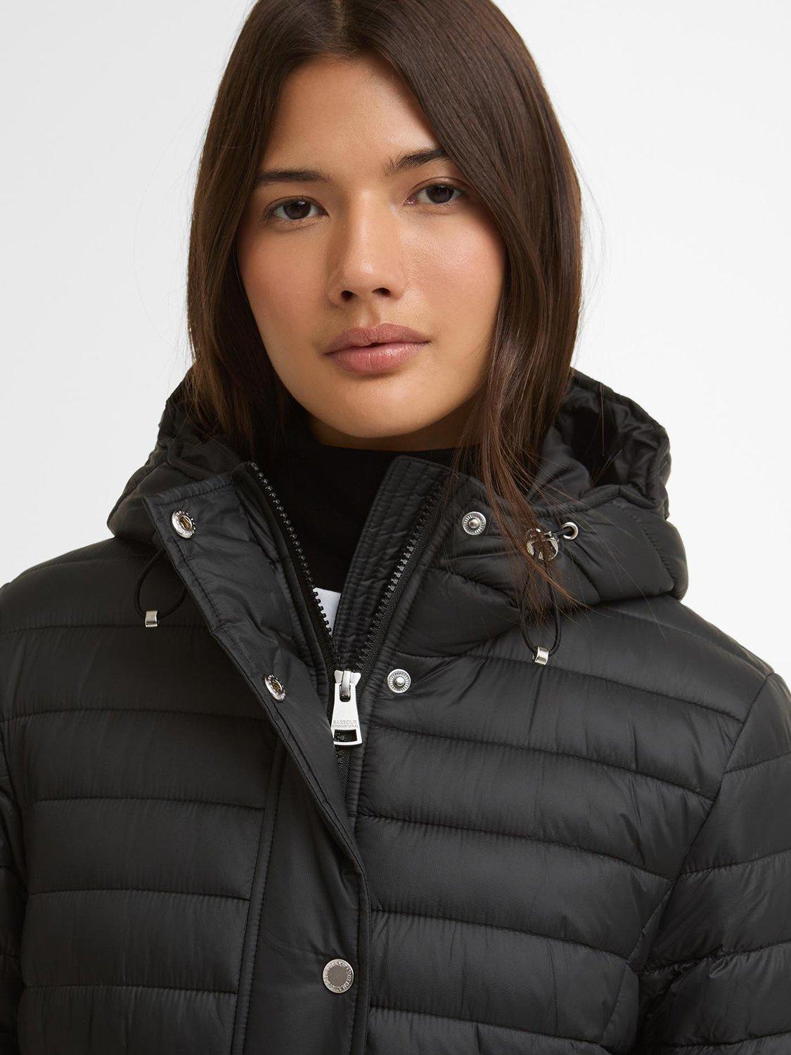Product image 3 of 7, which shows Barbour International Jada Hooded Puffer Jacket, Black/Black, 8