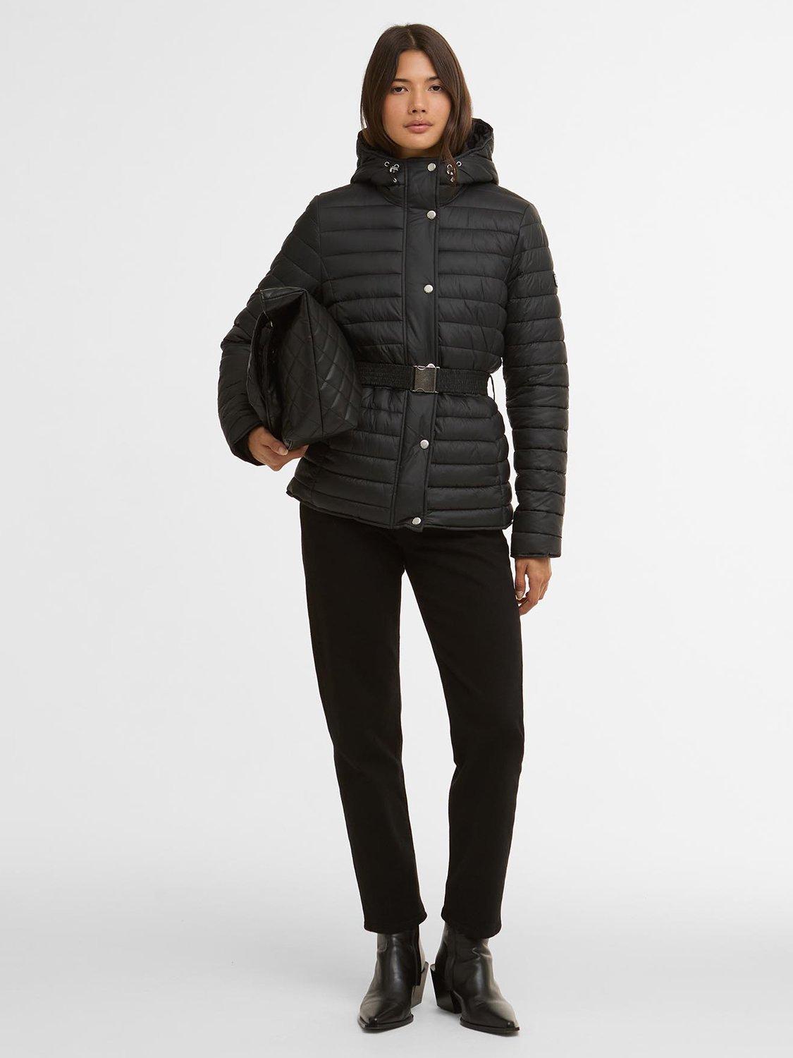 Product image 6 of 7, which shows Barbour International Jada Hooded Puffer Jacket, Black/Black, 8