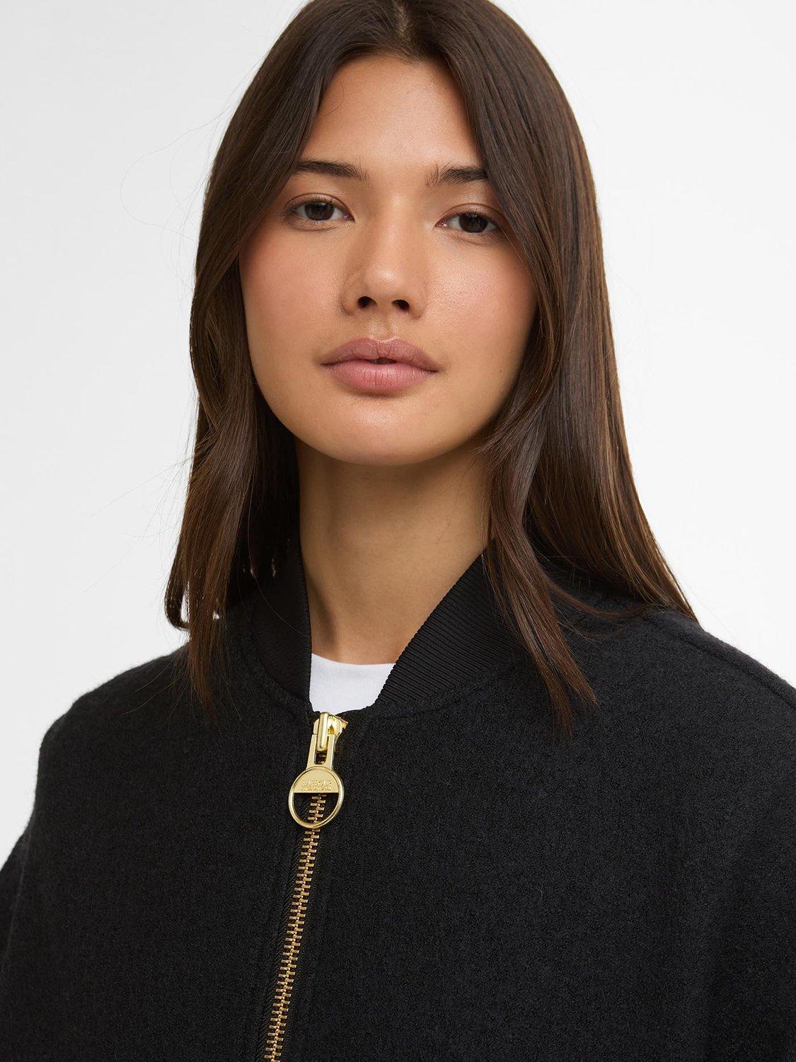 Product image 3 of 7, which shows Barbour International Monique Wool Blend Bomber Jacket, Black, 8