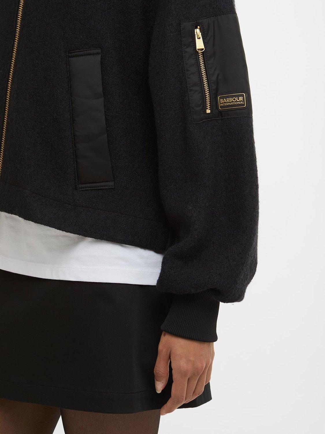 Product image 4 of 7, which shows Barbour International Monique Wool Blend Bomber Jacket, Black, 8