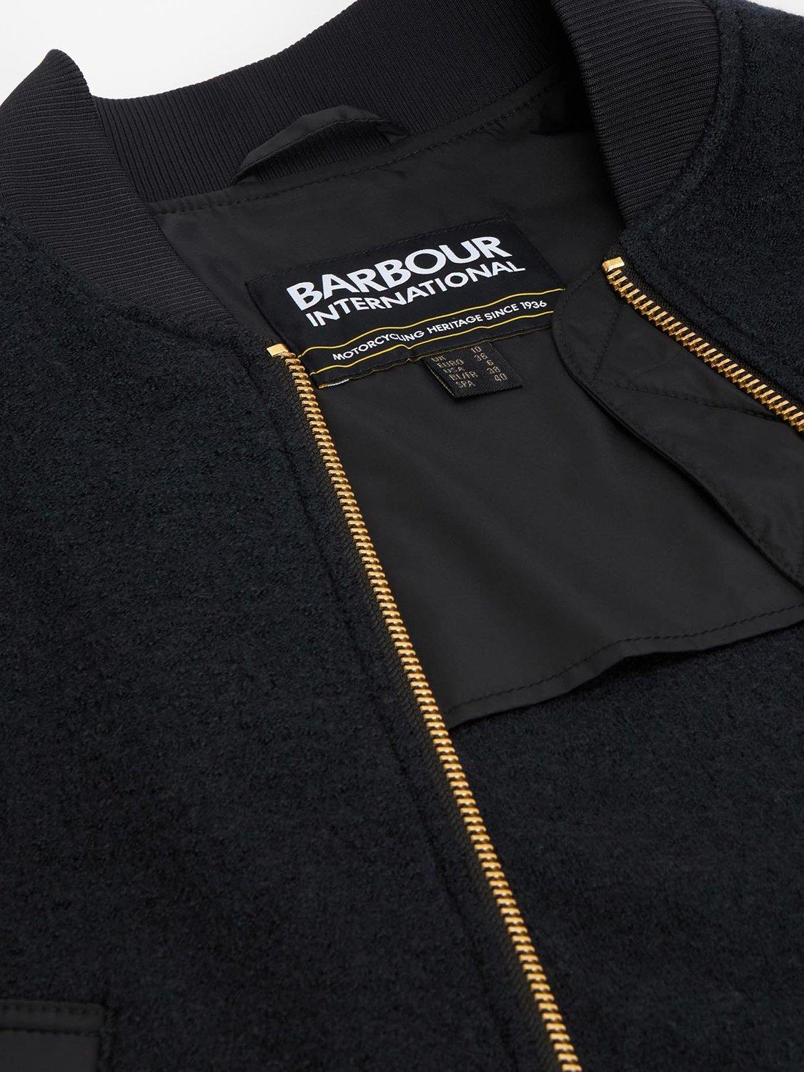 Product image 5 of 7, which shows Barbour International Monique Wool Blend Bomber Jacket, Black, 8