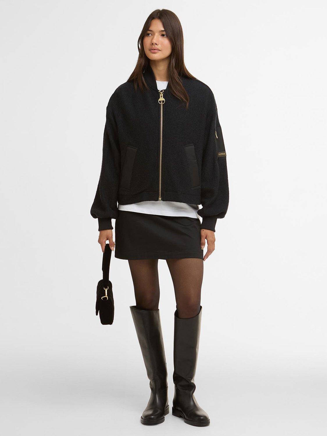 Product image 6 of 7, which shows Barbour International Monique Wool Blend Bomber Jacket, Black, 8