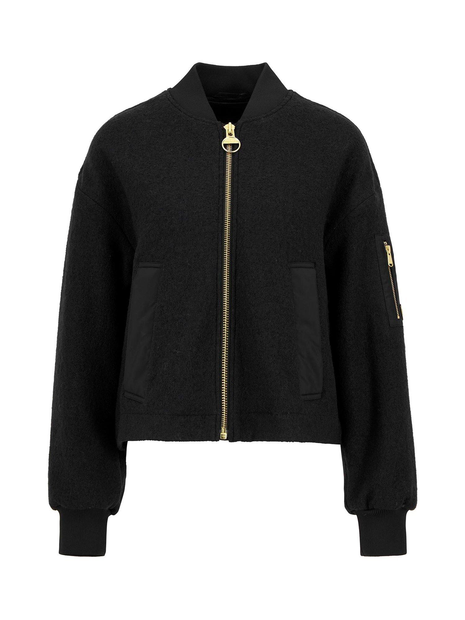 Product image 7 of 7, which shows Barbour International Monique Wool Blend Bomber Jacket, Black, 8