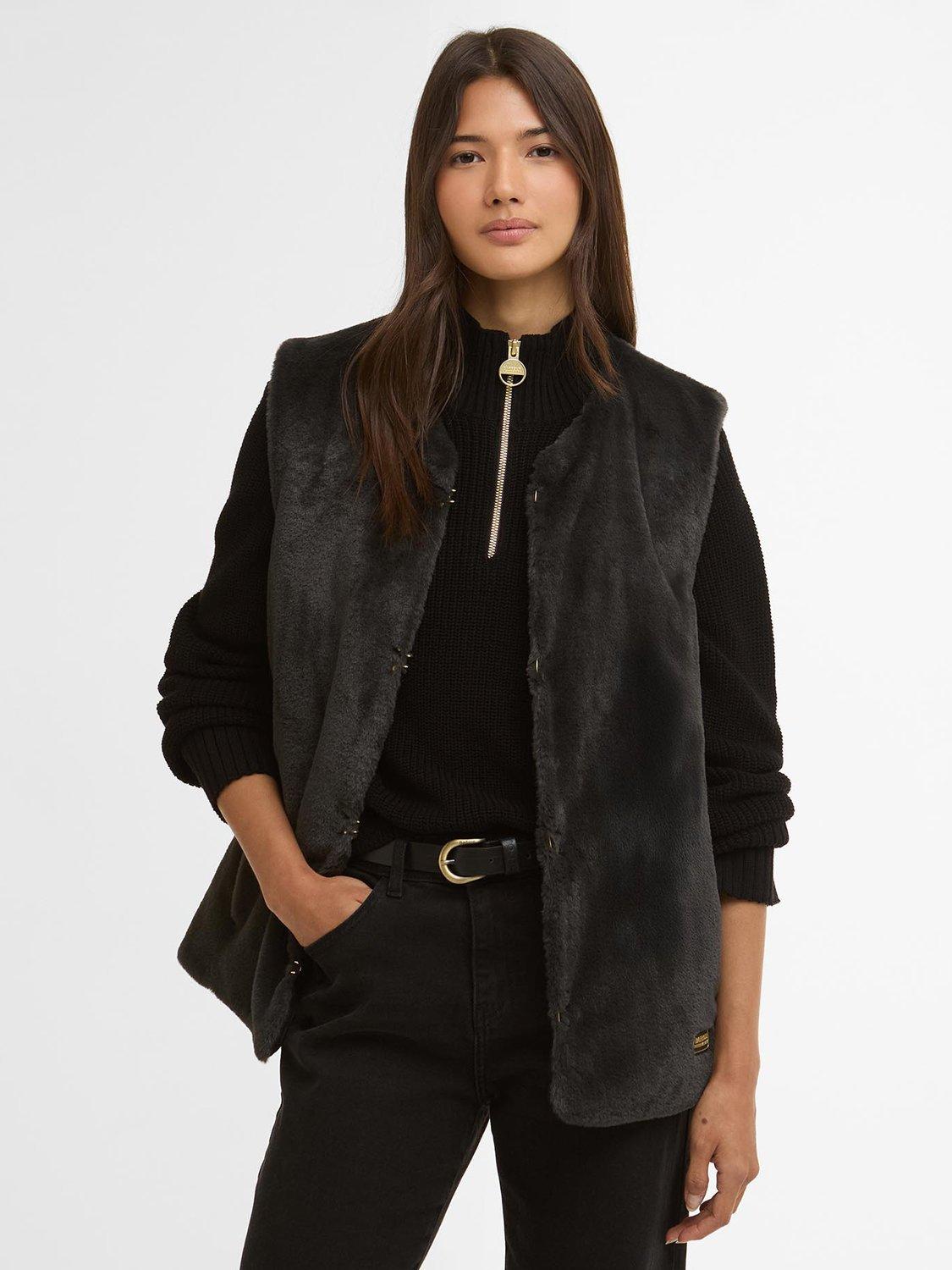 Barbour International Milan Faux Fur Gilet, Black