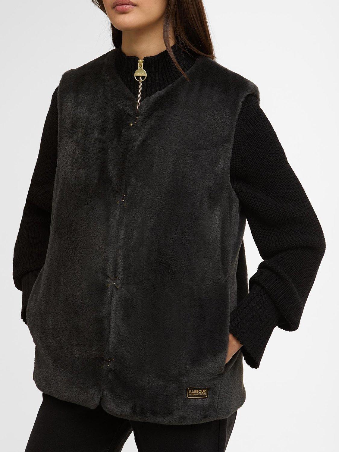 Barbour International Milan Faux Fur Gilet, Black