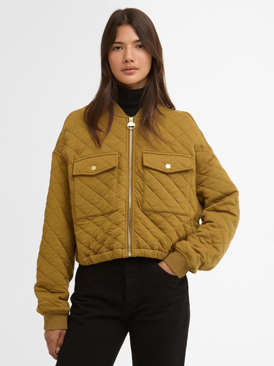 Product image 1 of 6, which shows Barbour International Katya Sweatshirt Bomber Jacket, Antique Bronze, 8