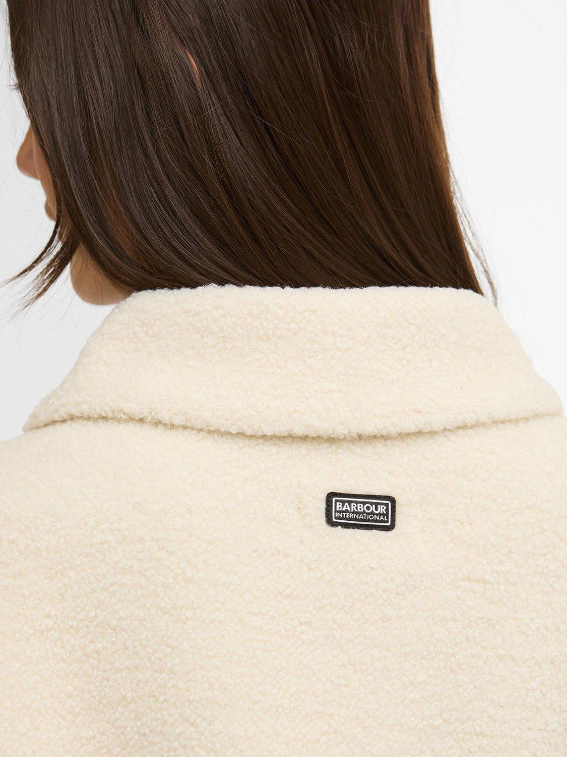 Product image 4 of 6, which shows Barbour International Rae Fleece Overshirt, Bone White, 8