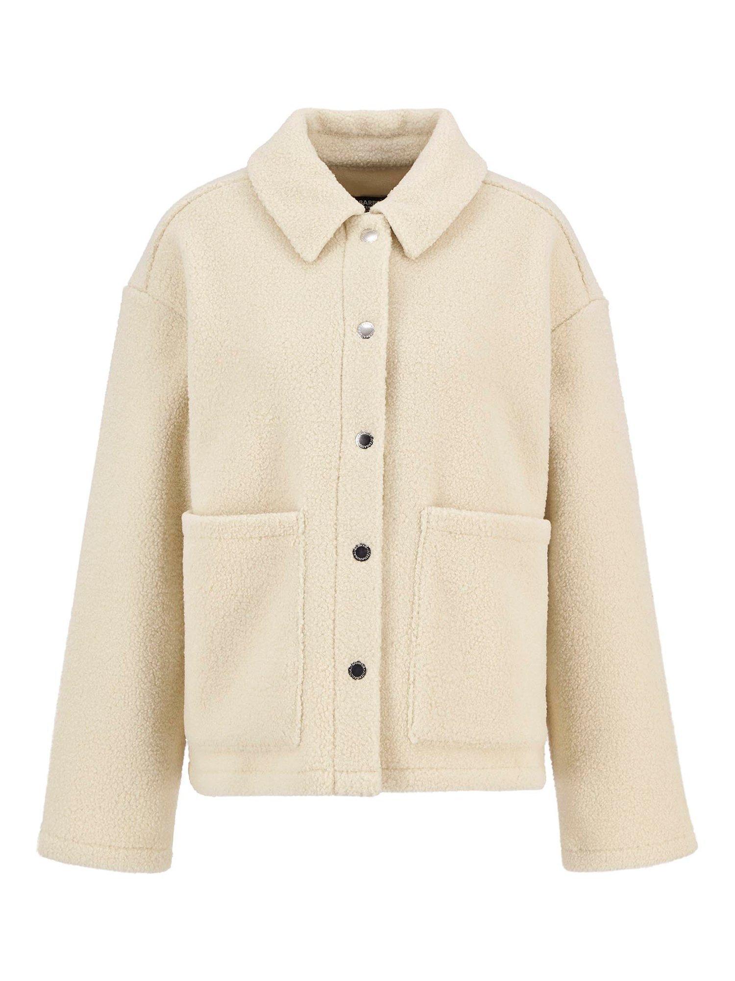 Product image 6 of 6, which shows Barbour International Rae Fleece Overshirt, Bone White, 8