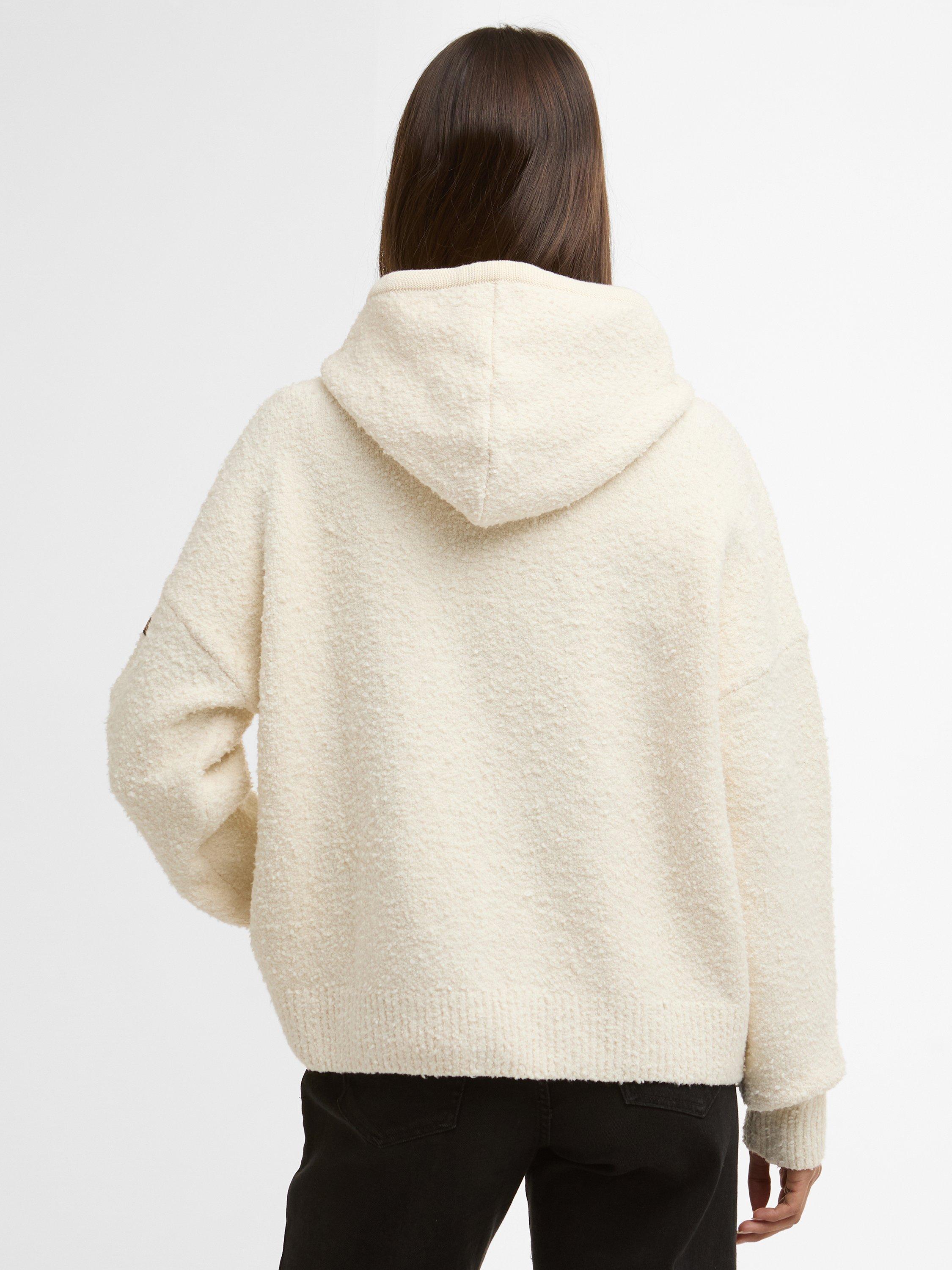 Product image 2 of 5, which shows Barbour International Katya Boucle Knitted Hoodie, Cloud, 8