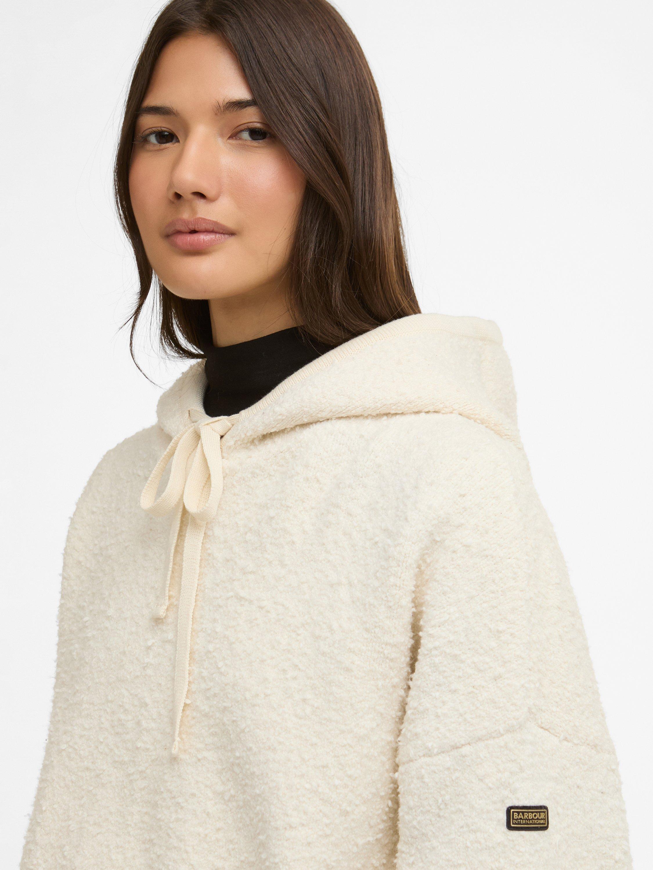 Product image 3 of 5, which shows Barbour International Katya Boucle Knitted Hoodie, Cloud, 8