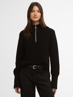 Barbour International Kennedy Cotton Knit Funnel Neck Jumper, Black, Black