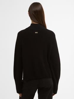 Barbour International Kennedy Cotton Knit Funnel Neck Jumper, Black - view 2, Black