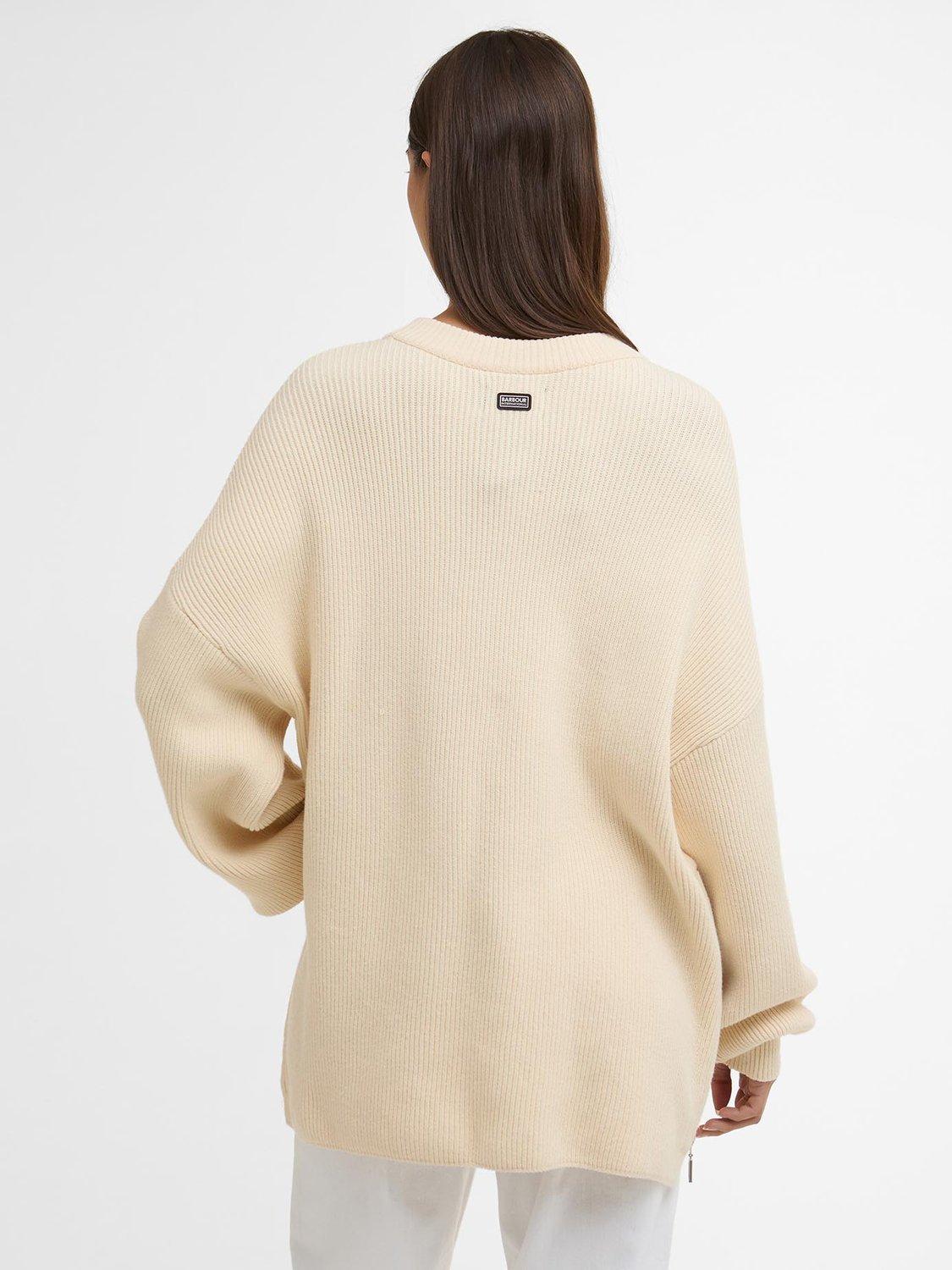 Product image 2 of 6, which shows Barbour International Tara Knitted Jumper, Bone White, 8