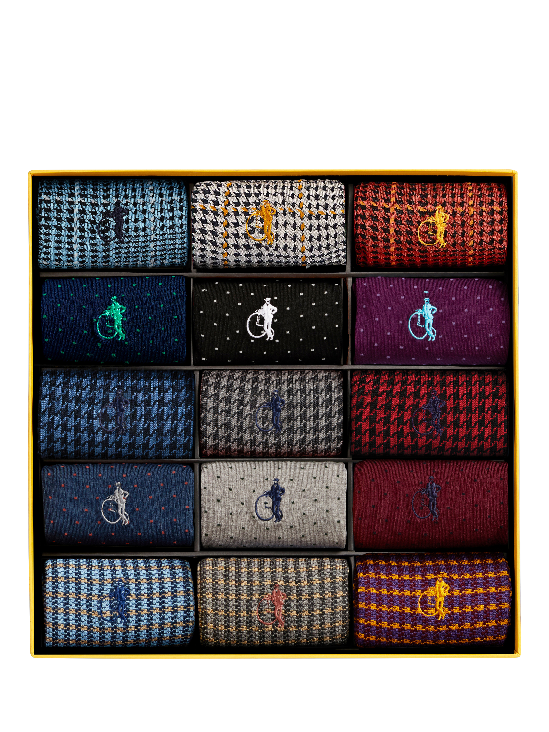London Sock Company Designer Sock Collection Gift Box, Pack of 15, Mixed