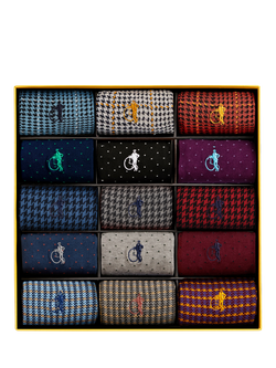 London Sock Company Designer Sock Collection Gift Box, Pack of 15, Mixed, Mixed