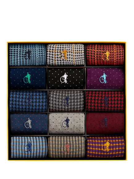 London Sock Company Designer Sock Collection Gift Box, Pack of 15, Mixed, Mixed