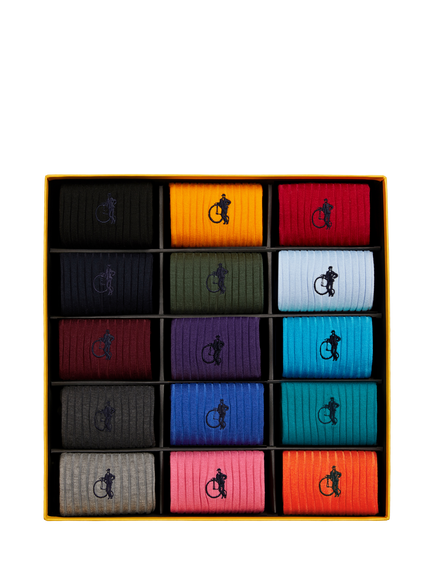 London Sock Company Simply Sartorial Sock Collection Gift Box, Pack of 15, Mixed, Mixed