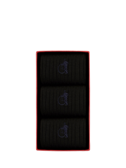London Sock Company Simply Sartorial Socks, Pack of 3, Black, Black