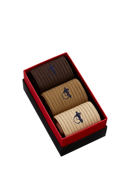 London Sock Company Simply Sartorial Coffee Break Cotton Blend Socks, Pack of 3, Brown - view 2, Brown