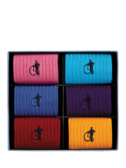 London Sock Company Simply Sartorial Colourful Sock Collection Gift Box, Pack of 6, Mixed, Mixed