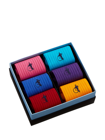 London Sock Company Simply Sartorial Colourful Sock Collection Gift Box, Pack of 6, Mixed - view 2, Mixed