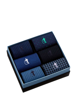 London Sock Company Dash of Class Cotton Blend Socks, Pack of 6, Navy - view 2, Navy