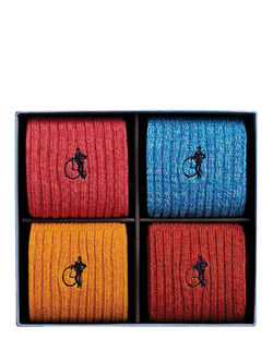London Sock Company Richmond Collection Cotton Blend Socks, Pack of 4, Multi, Multi