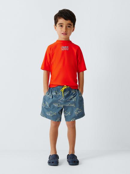 John Lewis Kids' Shark Swim Shorts, Navy - view 2, Navy