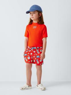 John Lewis Kids' Wish You Were Here Swim Shorts, Red - view 2, Red