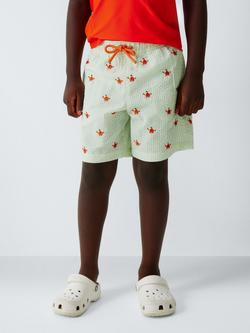 John Lewis Kids' Crab Swim Shorts, Green, Green