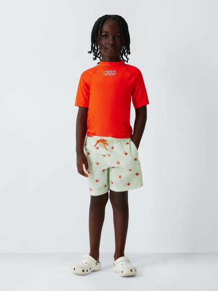 John Lewis Kids' Crab Swim Shorts, Green - view 2, Green