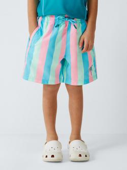 John Lewis Kids' Tropical Stripe Swim Shorts, Multi, Multi