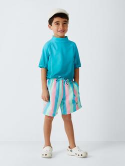 John Lewis Kids' Tropical Stripe Swim Shorts, Multi - view 2, Multi