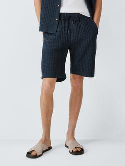 John Lewis Cotton Waffle Texture Shorts, Navy, Navy