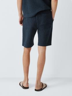 John Lewis Cotton Waffle Texture Shorts, Navy - view 2, Navy