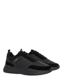 Mallet Radnor Leather Lace Up Trainers - view 2, Triple Black